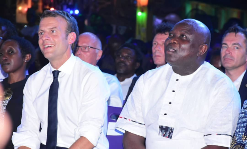 Emmanuel Macron at new Afrika Shrine 